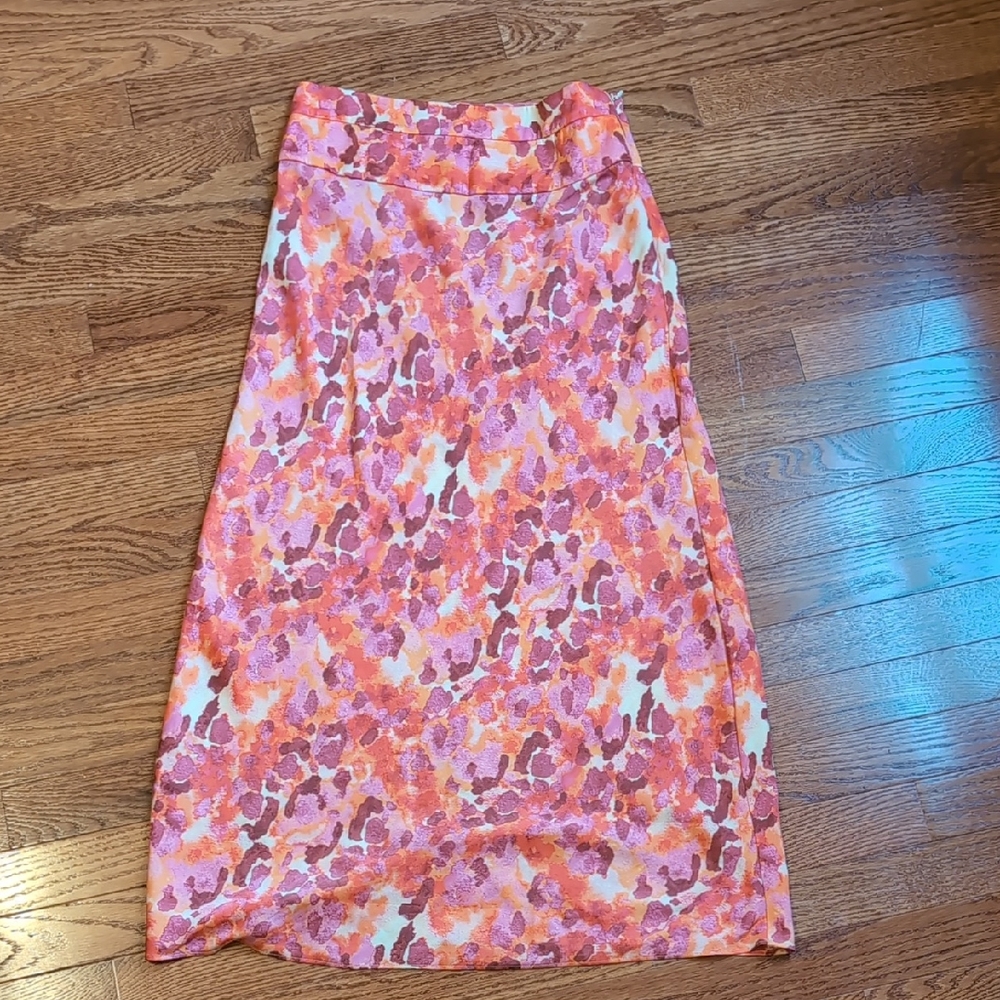 Free People A-Line Maxi Skirt in Pink and Orange